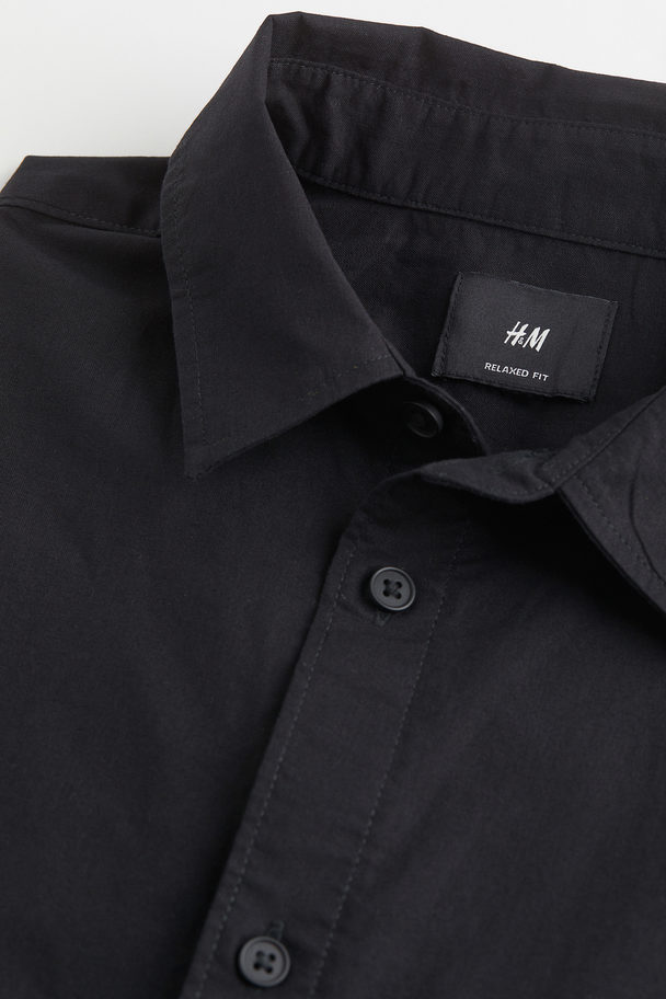 H&M Overhemd Met Korte Mouwen - Relaxed Fit Zwart
