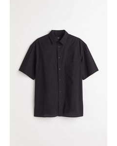 Overhemd Met Korte Mouwen - Relaxed Fit Zwart