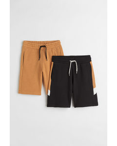2-pack Sweatshirt Shorts Black/dark Beige
