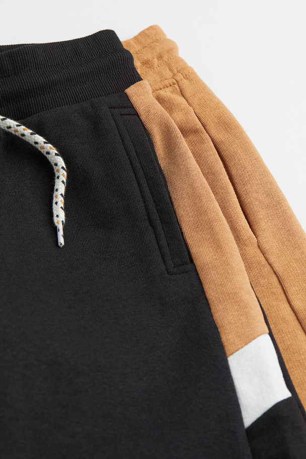 H&M 2-pack Sweatshirt Shorts Black/dark Beige