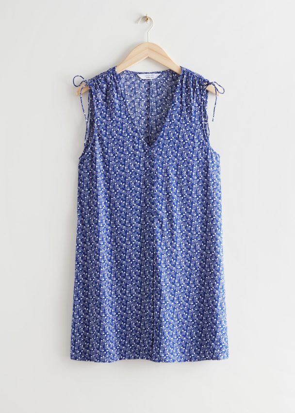 & Other Stories Sleeveless Printed Mini Dress Blue Print