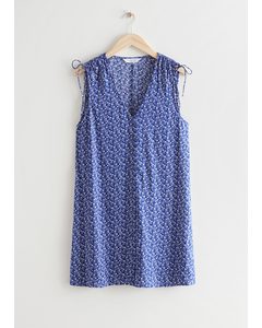 Sleeveless Printed Mini Dress Blue Print