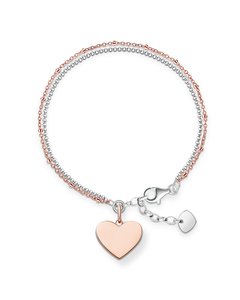Bracelet Heart 925 Sterling Silver; 18k Rose Gold Plating