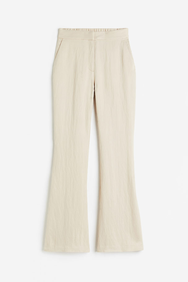 H&M Flared Viscose Trousers Light Beige