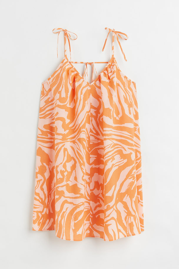 H&M Minikleid mit V-Ausschnitt Orange/Zebramuster