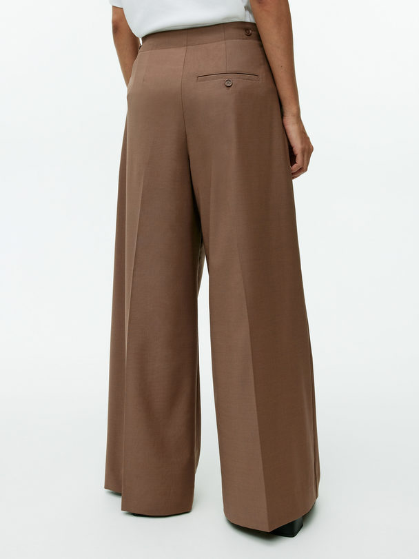 ARKET Relaxed Wool-blend Trousers Brown