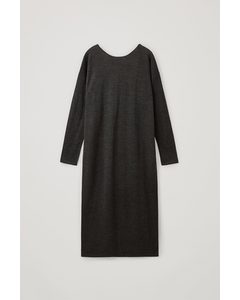 Long Wool Knitted Dress Dark Grey