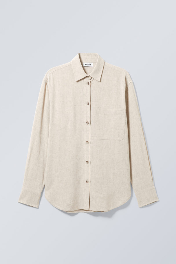 Weekday Relaxed Linen Mix Shirt Ecru