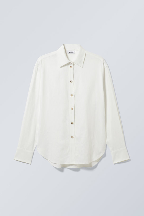 Weekday Relaxed Linen Mix Shirt White