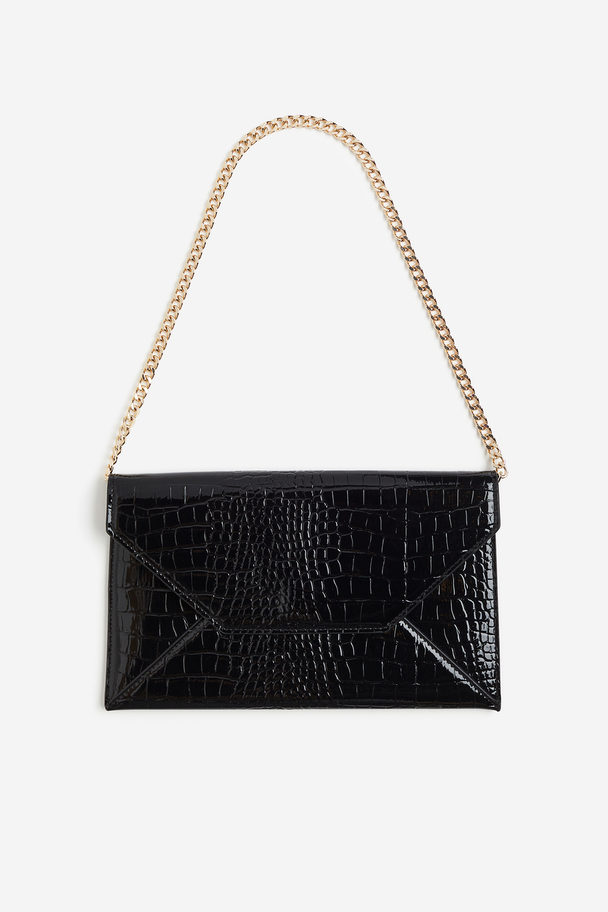 H&M Crocodile-patterned Clutch Black