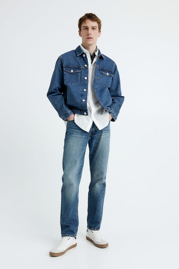 H&M Jeansjacke in Regular Fit Dunkles Denimblau