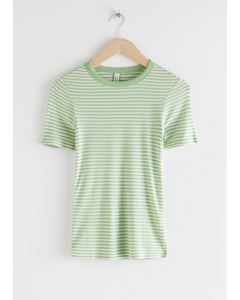 Striped Viscose T-Shirt Green