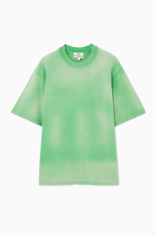 COS Oversized Faded Mock-neck T-shirt Green