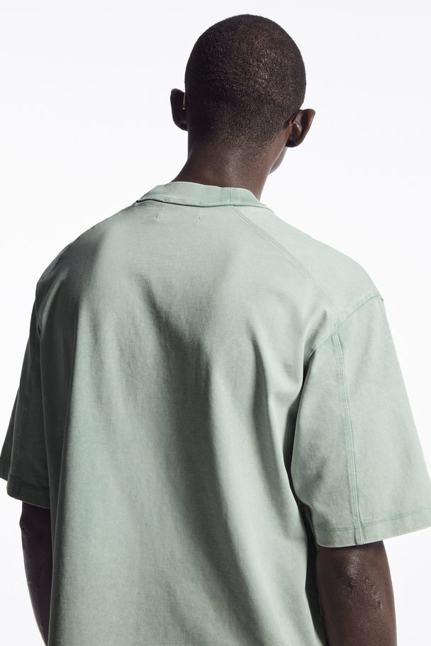 COS Oversized Faded Mock-neck T-shirt Light Green