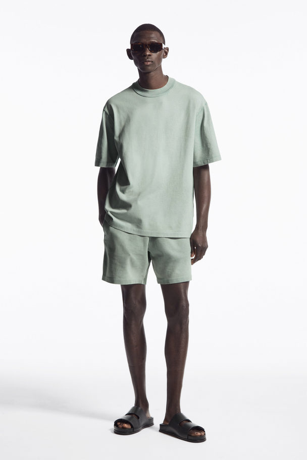 COS Oversized Faded Mock-neck T-shirt Light Green