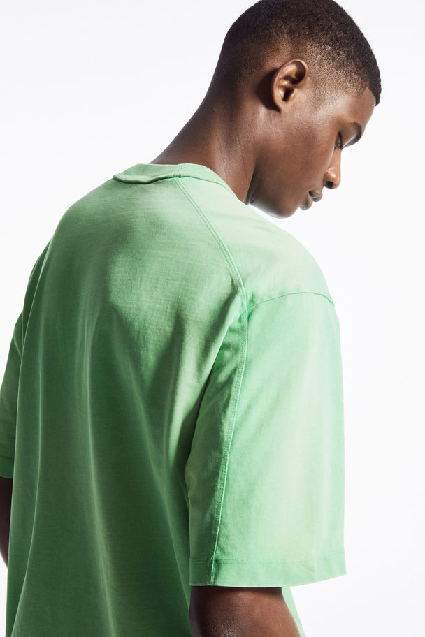 COS Oversized Faded Mock-neck T-shirt Green