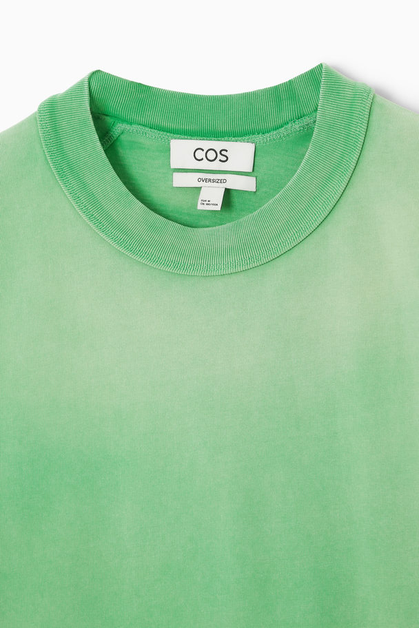 COS Oversized Faded Mock-neck T-shirt Green