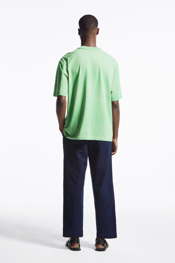 COS Oversized Faded Mock-neck T-shirt Green