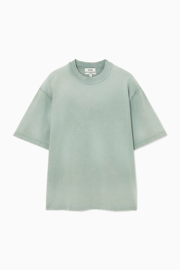 COS Oversized Faded Mock-neck T-shirt Light Green