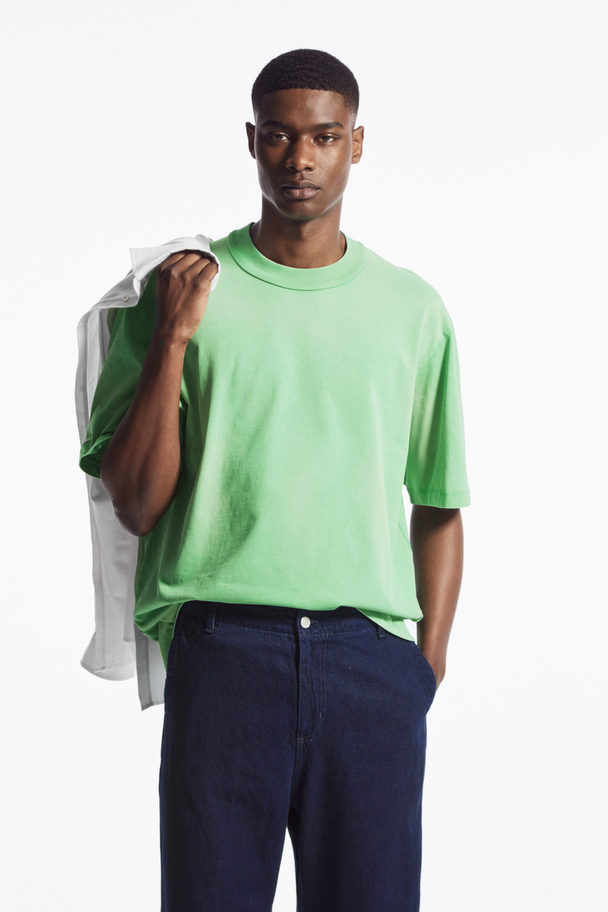 COS Oversized Faded Mock-neck T-shirt Green