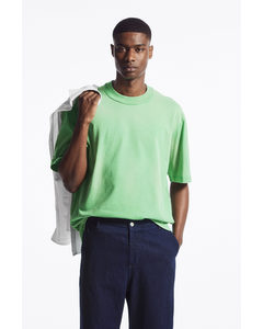 Oversized Faded Mock-neck T-shirt Green