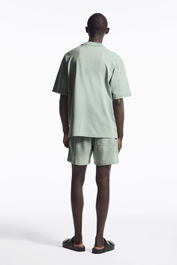 COS Oversized Faded Mock-neck T-shirt Light Green