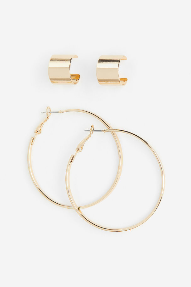 H&M 2 Pairs Hoop Earrings Gold-coloured