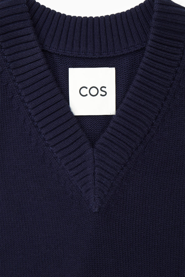 COS Open-side V-neck Wool Vest Navy