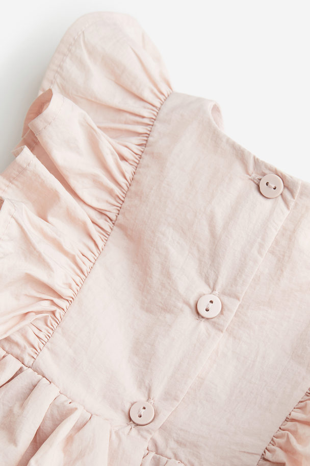 H&M Flounce-trimmed Dress Light Dusty Pink