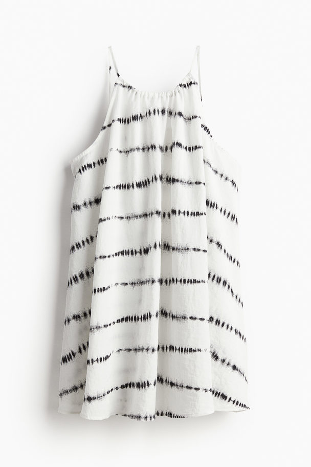 H&M A-linjeskuren Dra-på-klänning Vit/mönstrad