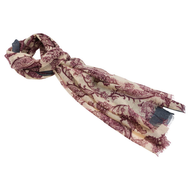 Portia Fine Wool Scarf With Floral Pattern