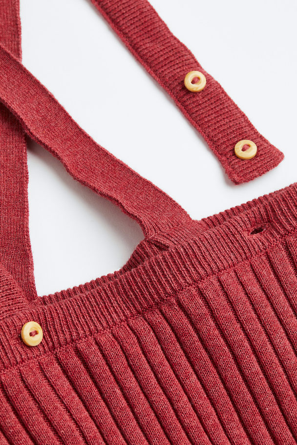 H&M 3-piece Fine-knit Cotton Set Dark Red/white