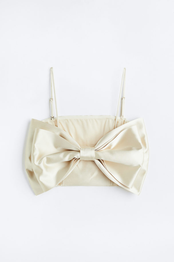 H&M Cropped Bow-back Top Light Beige