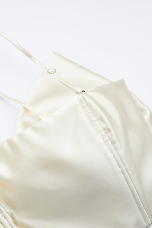 H&M Cropped Bow-back Top Light Beige