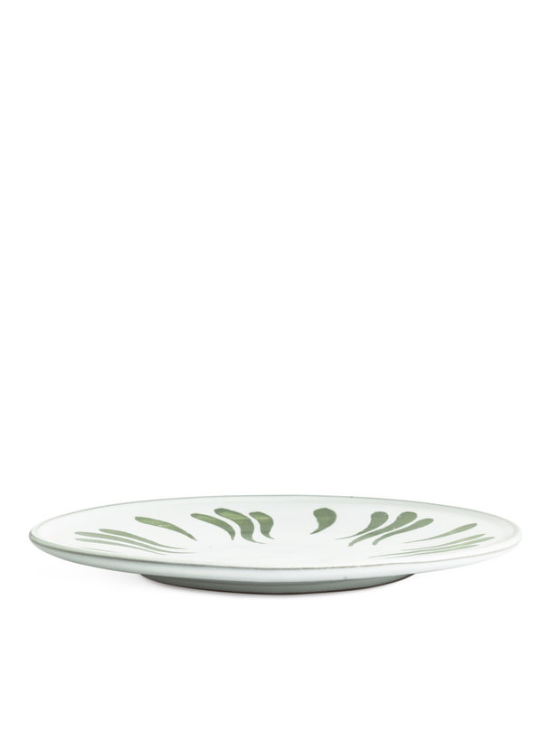 ARKET Handbemalter Teller, 28 cm Weiß/Grün
