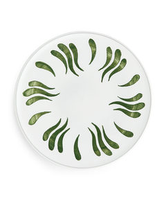 Handbemalter Teller, 28 cm Weiß/Grün