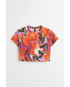 H&m+ Cropped T-shirt Orange/mønstret