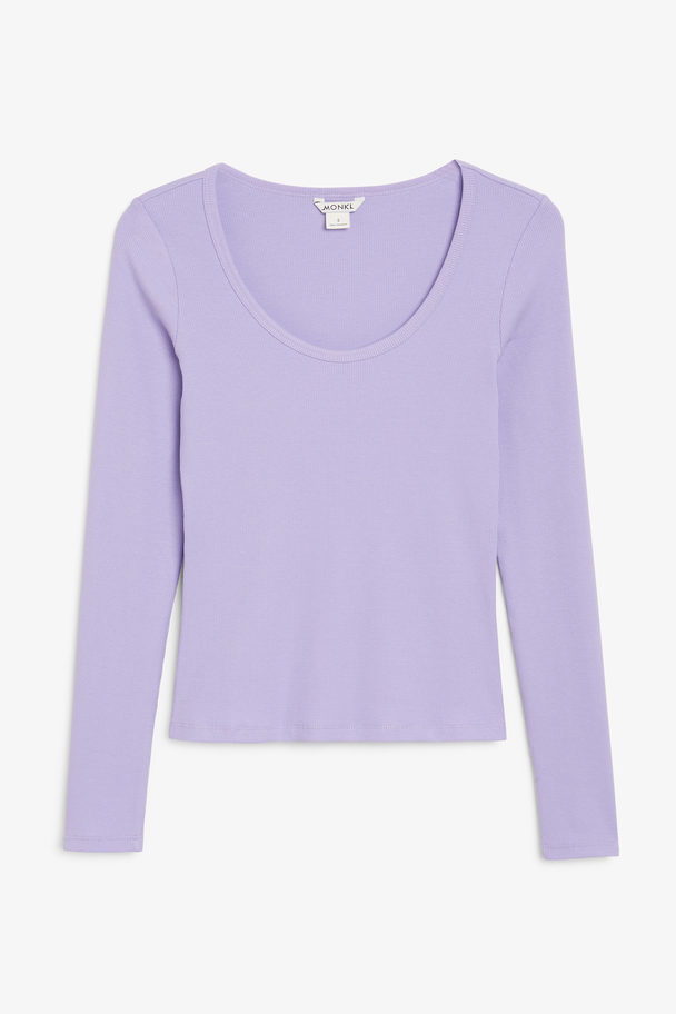 Monki Lilac Scoop Neck Long Sleeve Top Lilac
