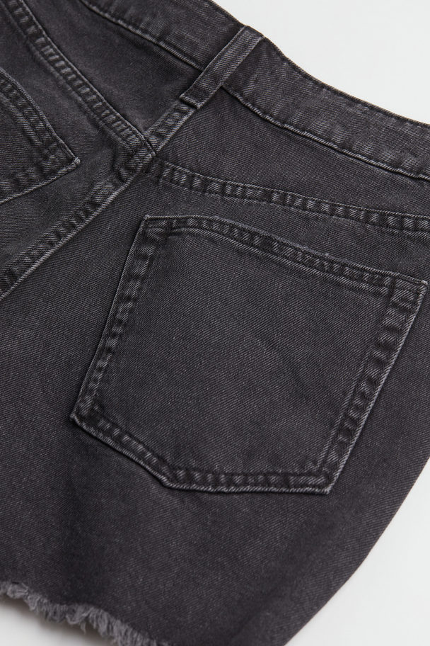 H&M Mom Fit Denim Shorts Black/washed Out