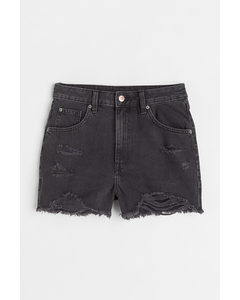 Jeansshorts Mom Fit Svart/washed Out