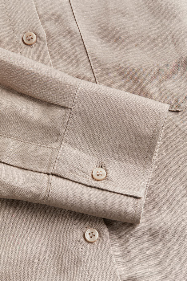 H&M Linen-blend Shirt Greige