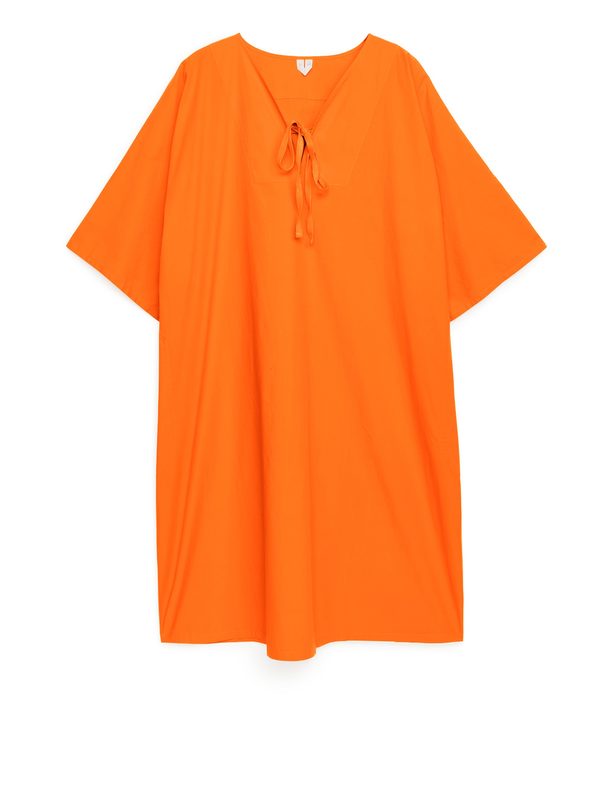 Arket Relaxed Cotton Tunic Dress Bright Orange