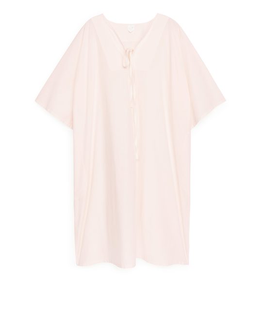 Arket Relaxed Cotton Tunic Dress Light Pink