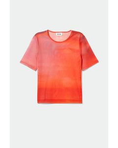 Blur Printed Mesh T-shirt Sunset