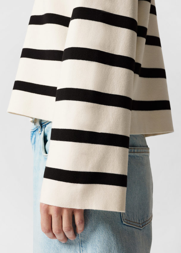 & Other Stories Wide-sleeve Knit Sweater White/black Striped