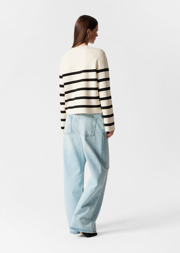 & Other Stories Wide-sleeve Knit Sweater White/black Striped