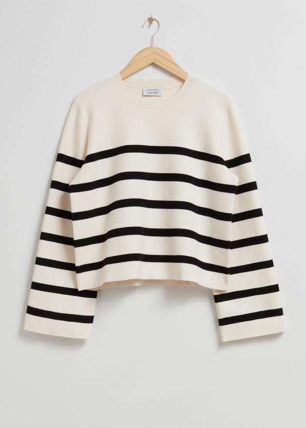 & Other Stories Wide-sleeve Knit Sweater White/black Striped