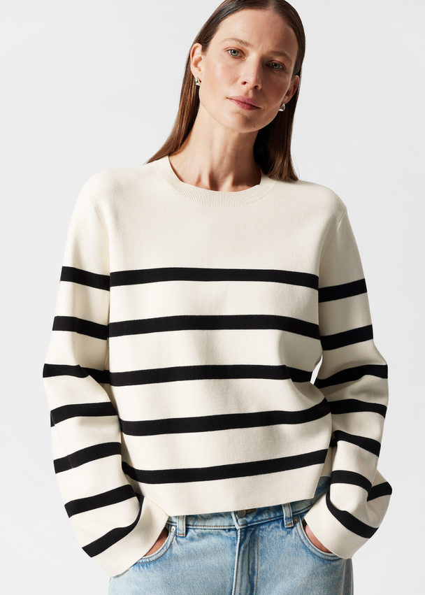 & Other Stories Wide-sleeve Knit Sweater White/black Striped