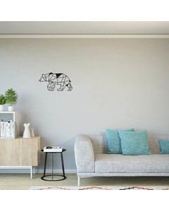 HOMEMANIA Wanddekoration Bär - Wandkunst Wand - Tier - für Wohnzimmer, Schlafzimmer - Schwarzer Stahl, 55 x 0,15 x 30 cm