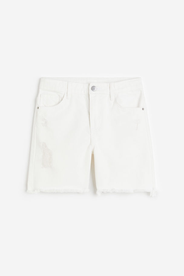 H&M Relaxed Fit Denim Shorts White
